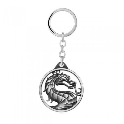 Брелок Mortal Kombat, логотип, серебро